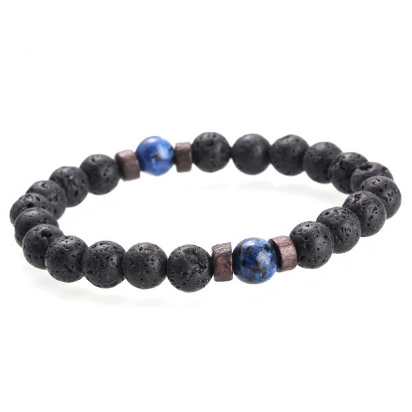 Men's Natural Stone Bracelet – Moonstone, Lava Beads & Tibetan Buddha Diffuser