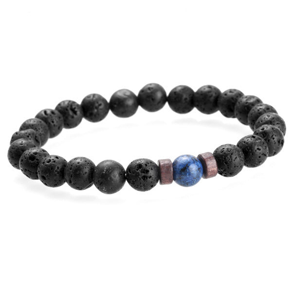 Men's Natural Stone Bracelet – Moonstone, Lava Beads & Tibetan Buddha Diffuser