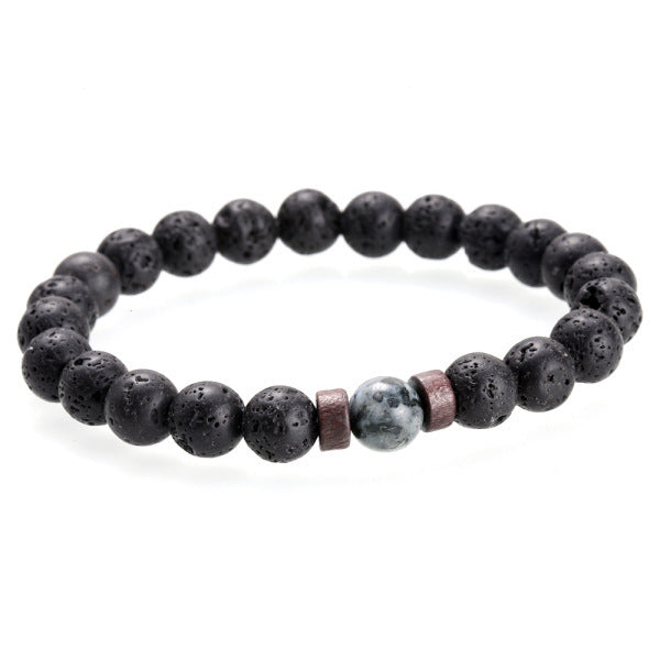 Men's Natural Stone Bracelet – Moonstone, Lava Beads & Tibetan Buddha Diffuser