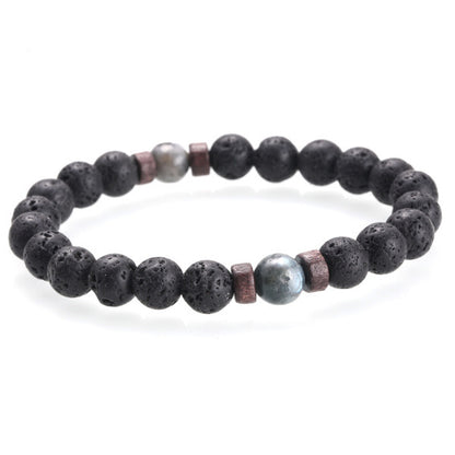 Men's Natural Stone Bracelet – Moonstone, Lava Beads & Tibetan Buddha Diffuser