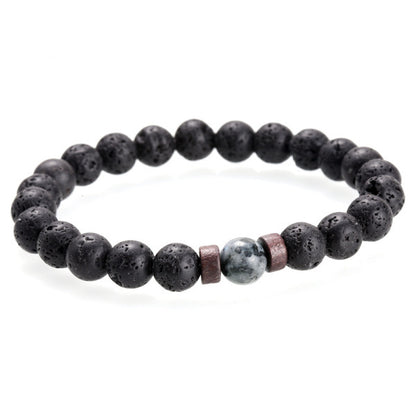 Men's Natural Stone Bracelet – Moonstone, Lava Beads & Tibetan Buddha Diffuser