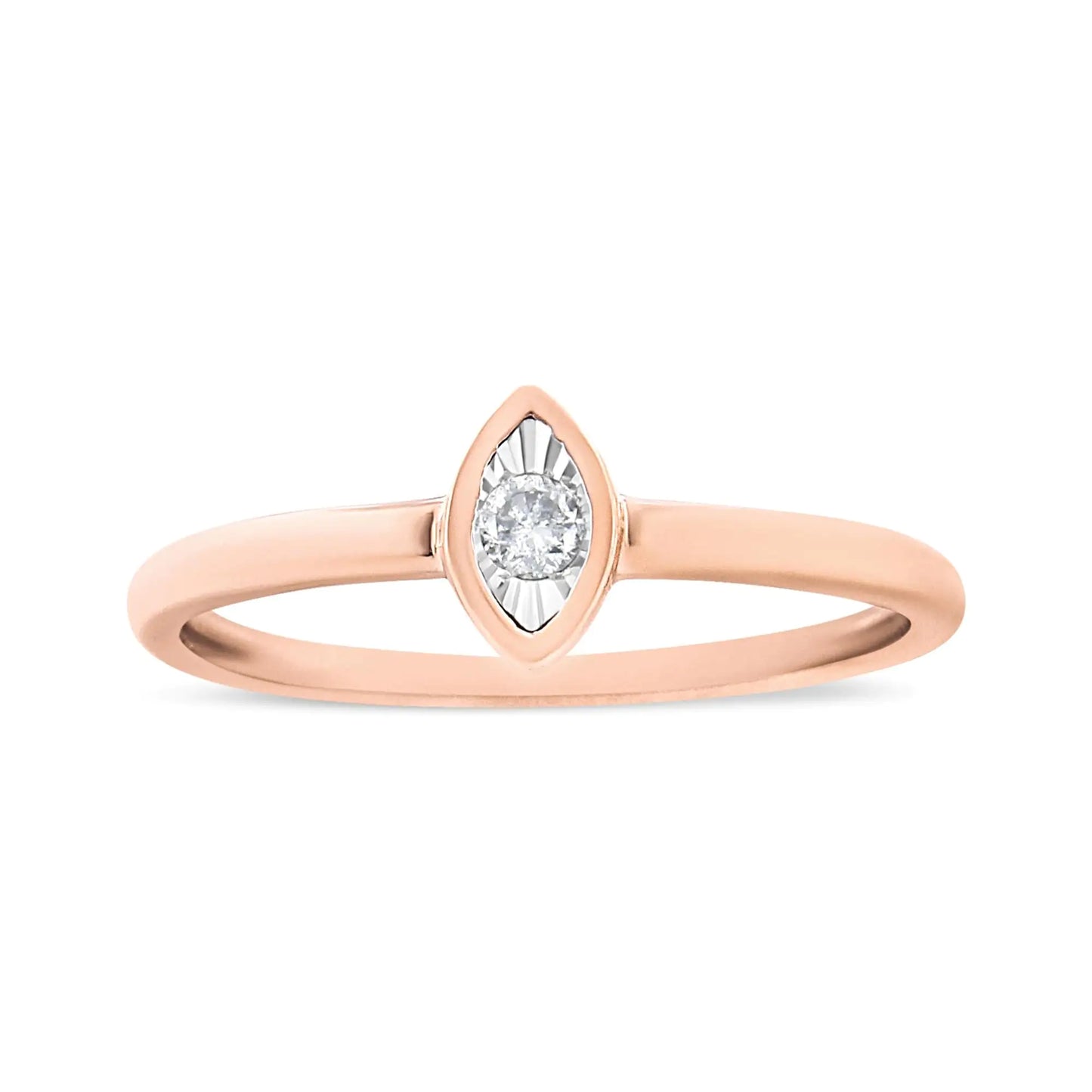 14K Rose Gold Plated .925 Sterling Silver Miracle Set Diamond Accent Pear Shape Promise Ring (J-K Color, I1-I2 Clarity)