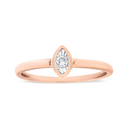 14K Rose Gold Plated .925 Sterling Silver Miracle Set Diamond Accent Pear Shape Promise Ring (J-K Color, I1-I2 Clarity)