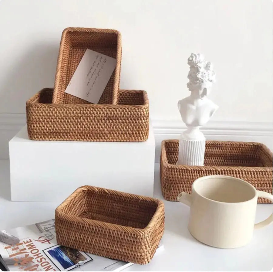 Handmade Rattan Tray Basket