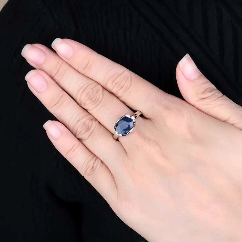 Blue Sapphire Gemstone Ring Perlen Wiot