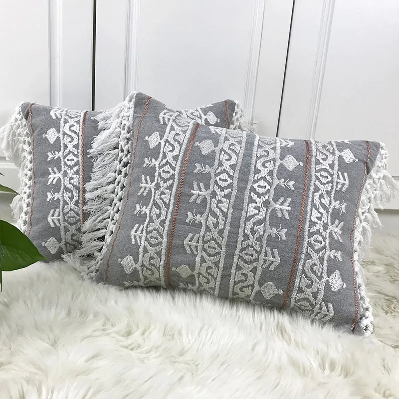 Linen Embroidery Cushion Cover