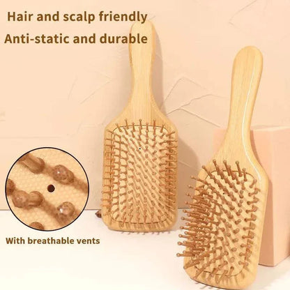 Solid Wood Bamboo Air Cushion Comb Scalp Massage Shun Hair Air Bag Comb High Rebound Shun Hair Beauty Large Plate Comb Home