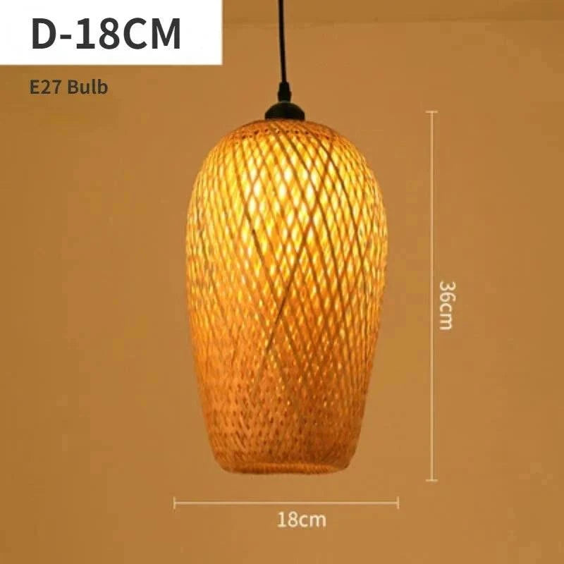 High Quality Handwoven Natural Rustic Asian Pendant Rattan Bamboo Lamp Shade Light Housing Bamboo Lantern Hanging Light