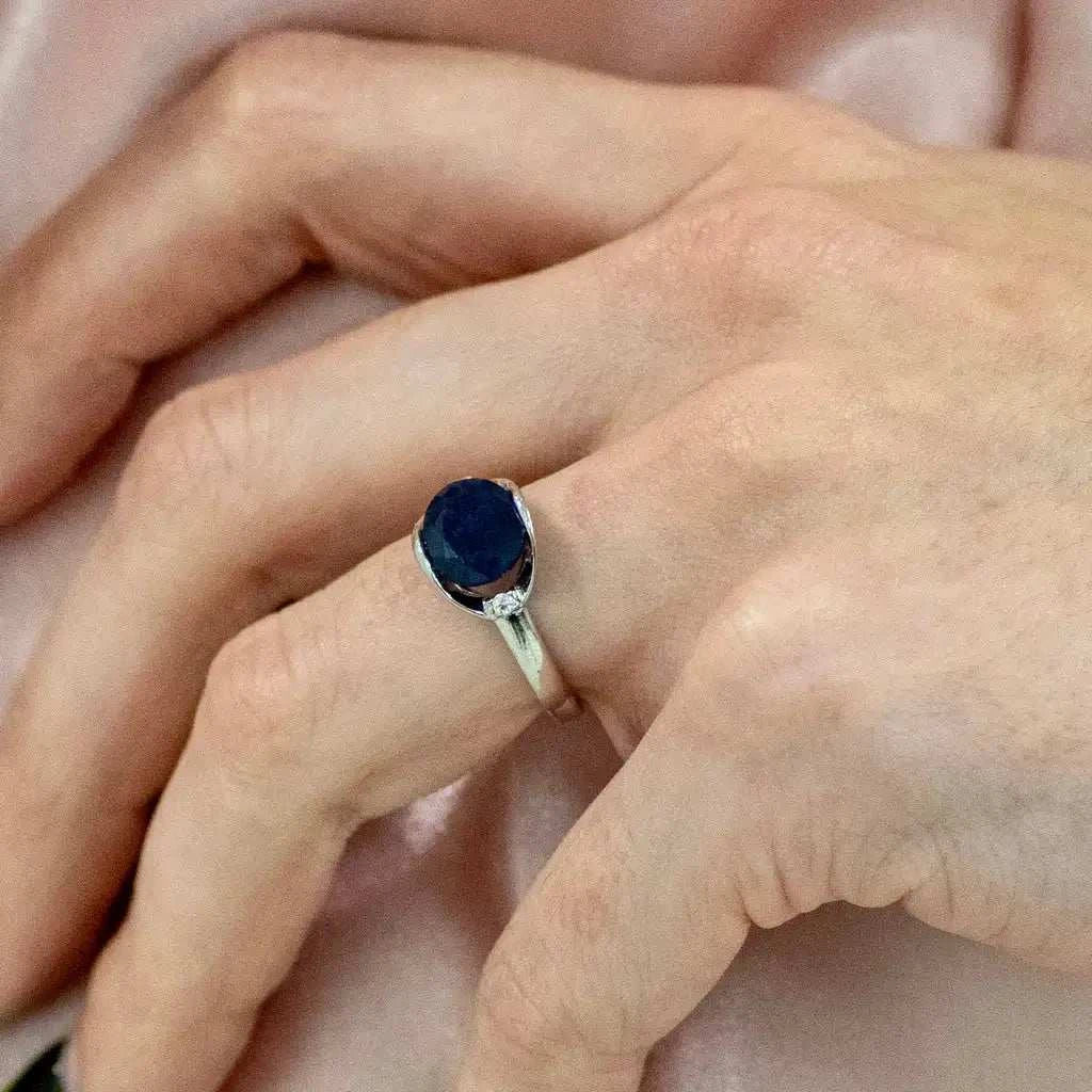 Blue Sapphire Gemstone Ring Perlen Wiot