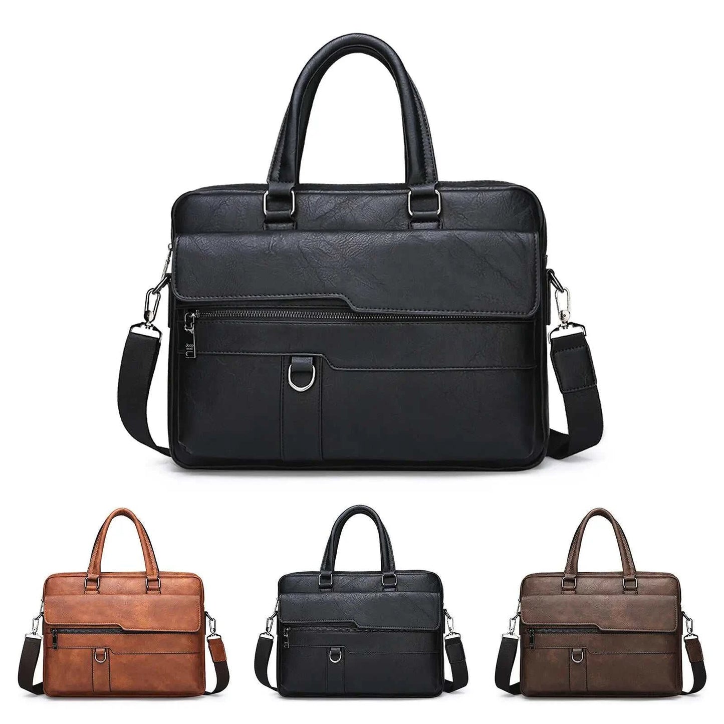 New Men Briefcase Bag Classical Retro PU Leather Luxury Brand Business Handbag Male Crossbody Shoulder Bag Laptop Computer Case Perlen Wiot