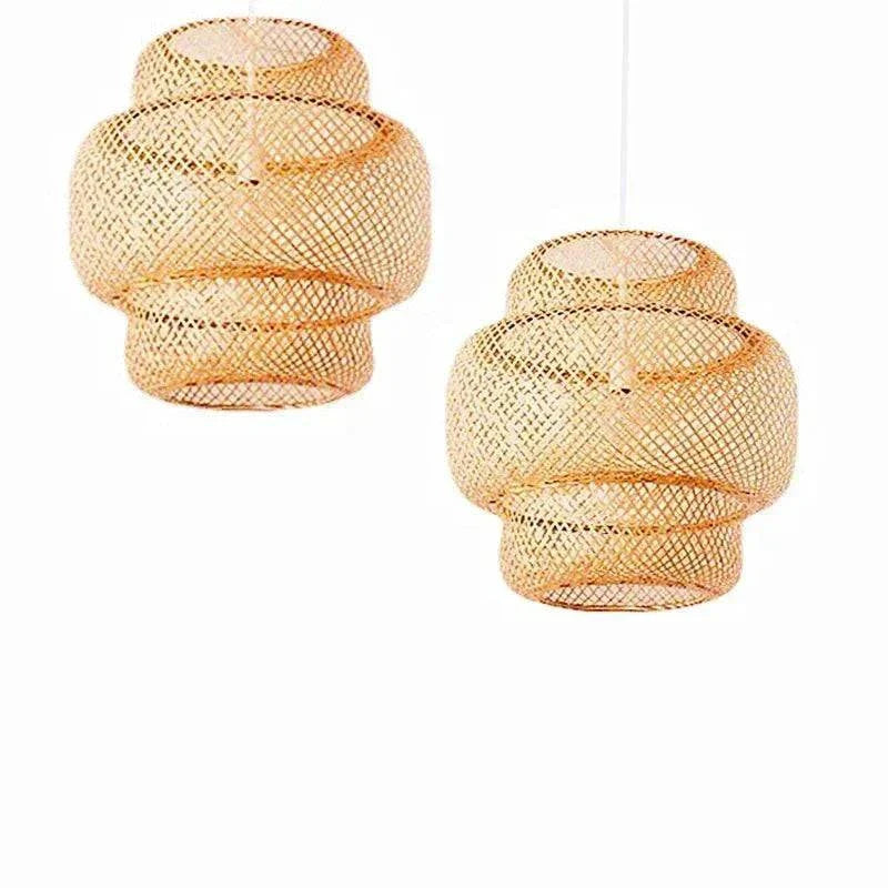 D30/38/50cm Asian Style Minimalist Chandelier Bamboo Art Hand Woven Pendant Lamp Rattan Bamboo Lantern