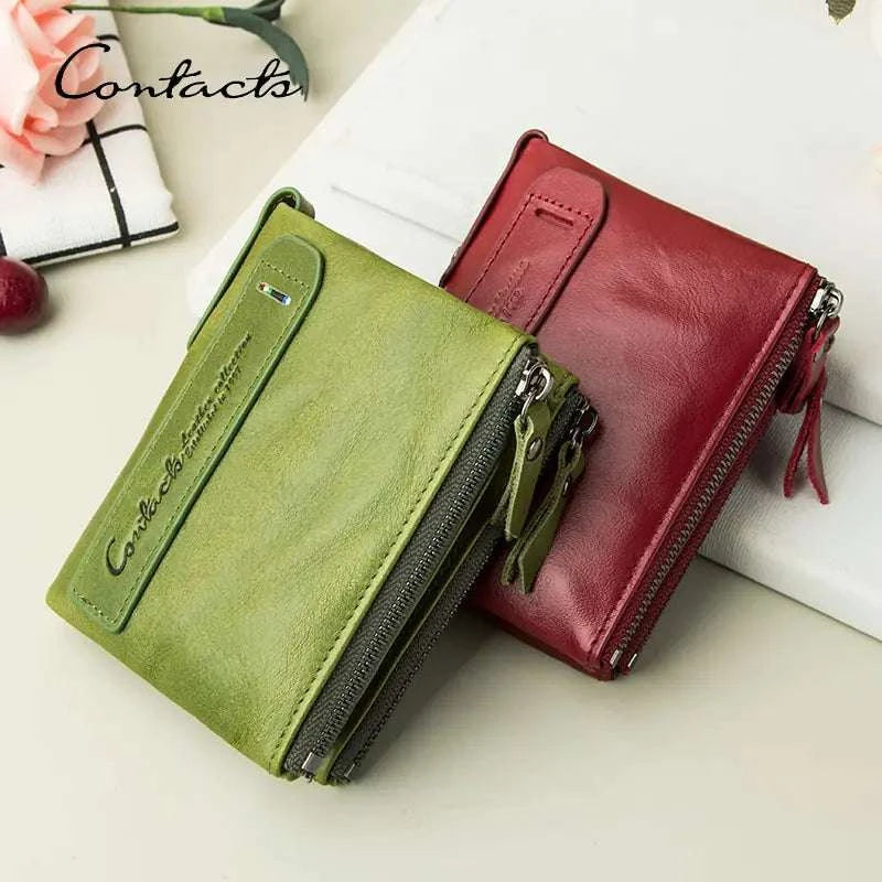 Genuine Leather Wallets in Red and Green