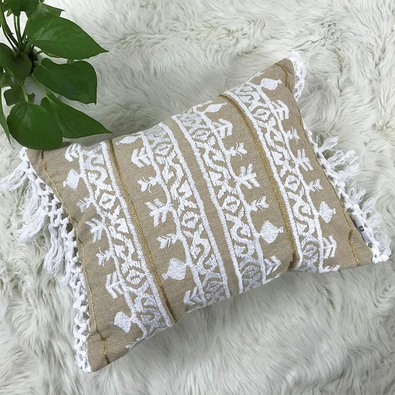 Linen Embroidery Cushion Cover