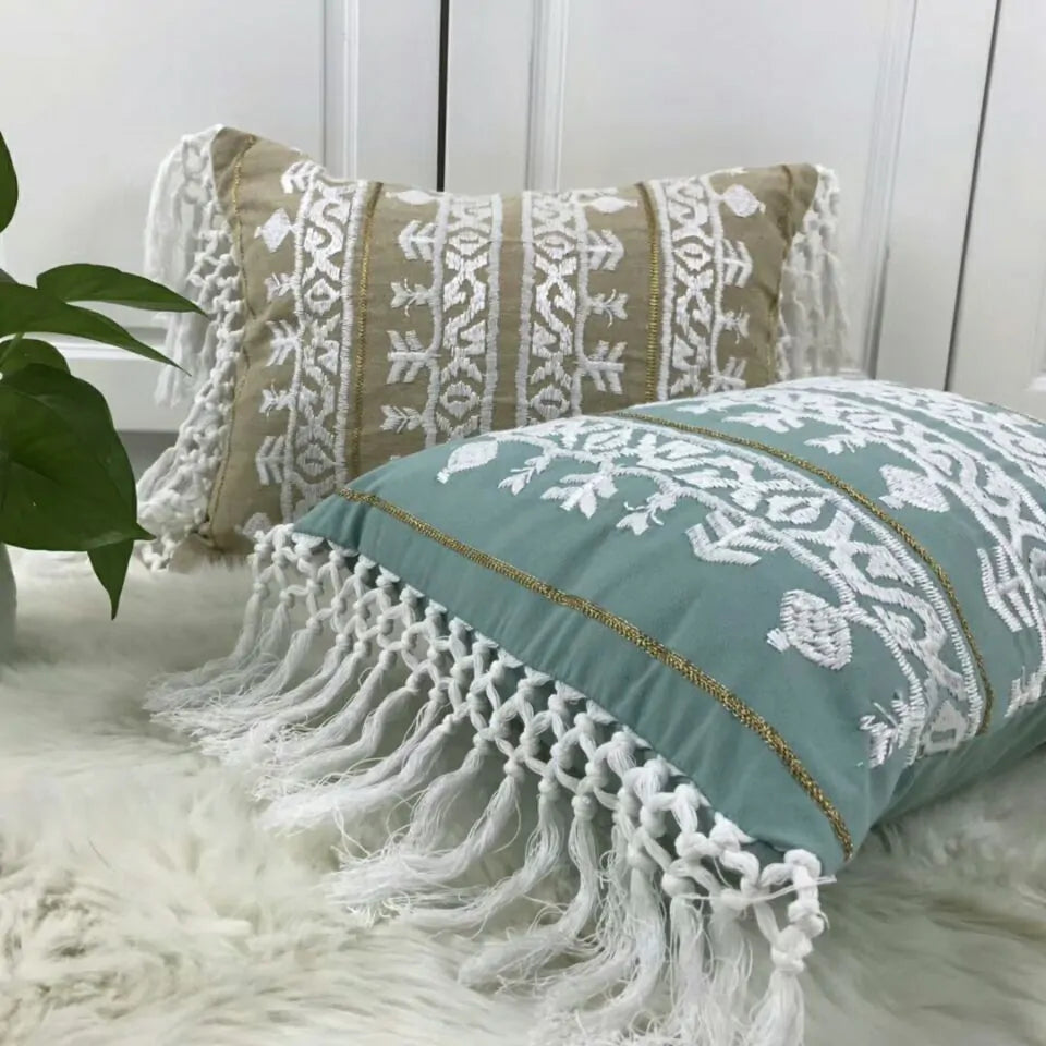 Linen Embroidery Cushion Cover