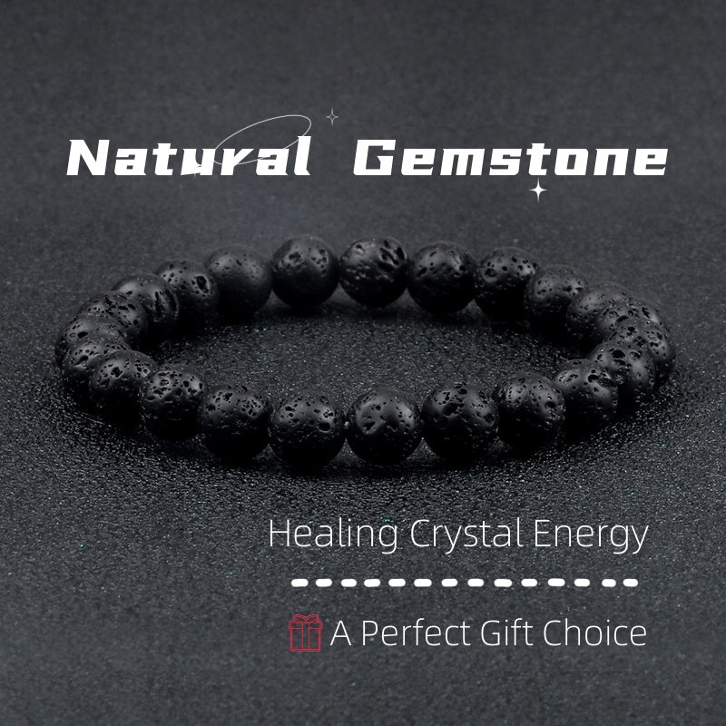 Black Lava Stone Aromatherapy Bracelet – Natural Volcanic Beads for Men and Women