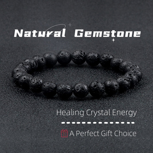 Black Lava Stone Aromatherapy Bracelet – Natural Volcanic Beads for Men and Women